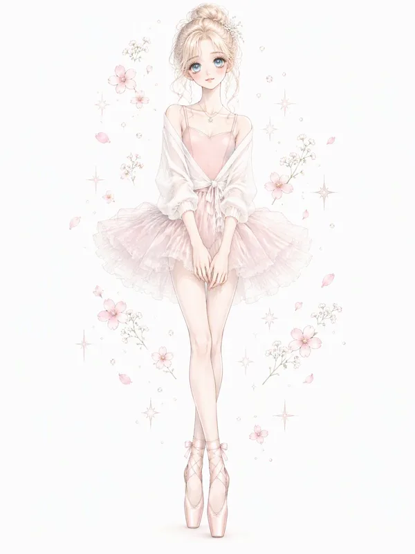 Shojo anime ballerina in a pink tutu