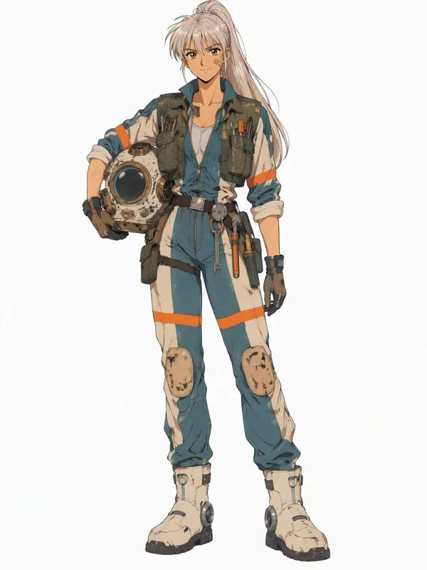 90s retro anime space salvage diver