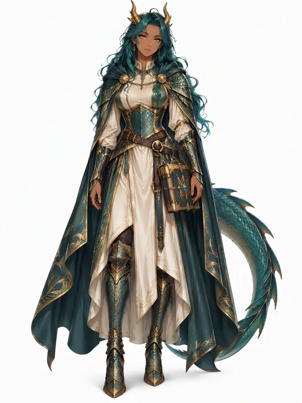 Modern anime half-dragon guardian