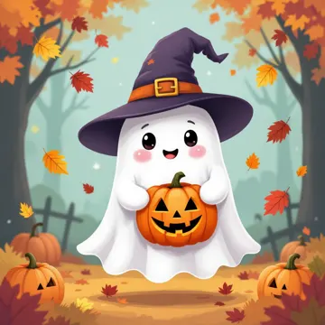 Little ghost in a witch hat